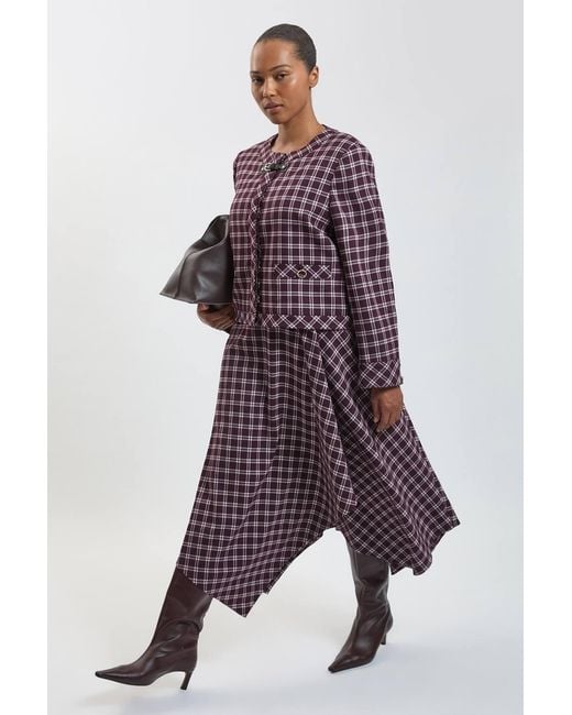 Karen Millen Plus Size Check Tailored Skirt