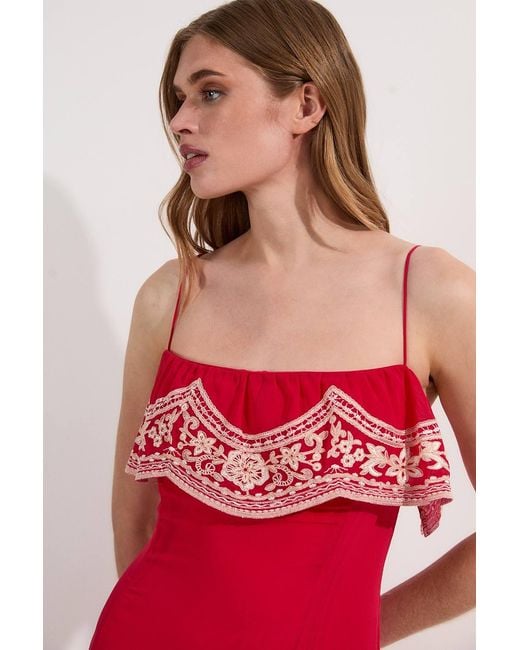 Karen Millen Embroidered Applique Strappy Midi Dress