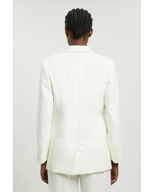Karen Millen Natural Petite Tailored Double Breasted Ruched Sleeve Blazer