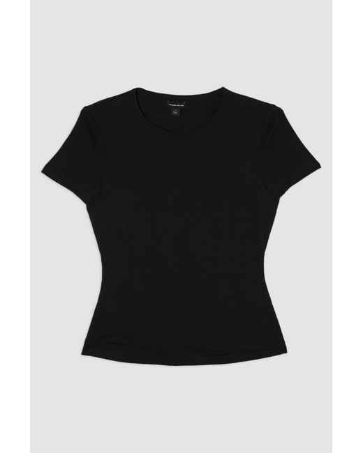Karen Millen Black Stretch Cotton T-Shirt