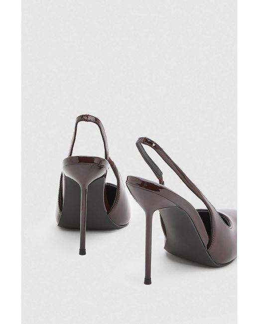 Karen Millen White Patent Leather Slingback Heeled Shoe