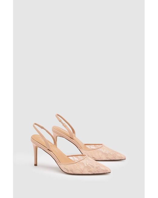 Karen Millen Pink Lace Court Heeled Shoe