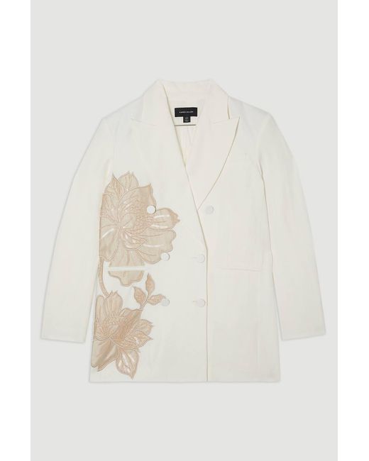 Karen Millen Natural Premium Summer Embellished Applique Tailored Jacket