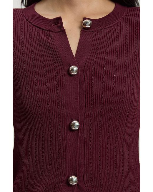 Karen Millen Red Dome Button Longline Knitted Cardigan Sweater