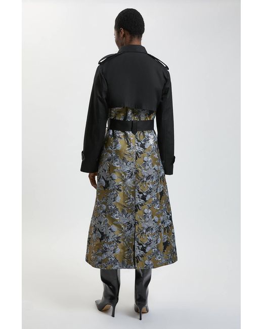 Karen Millen Black Jacquard Mix Trench Coat