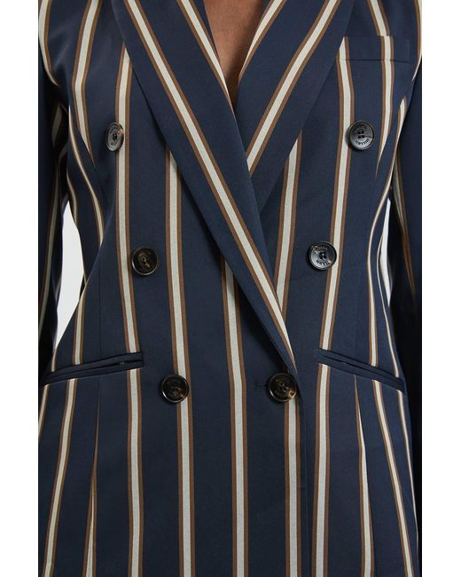 Karen Millen Blue Stripe Double Breasted Tailored Jacket