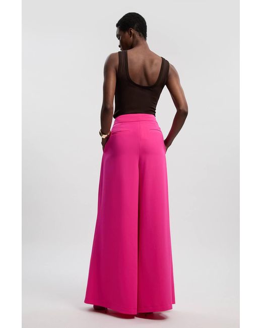 Karen Millen Pink Soft Tailored Wide Leg Trouser