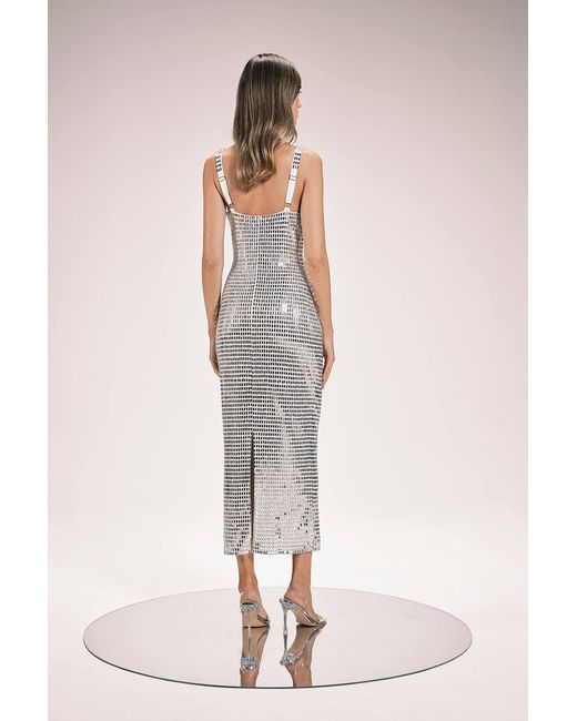 Karen Millen Pink Premium Crystal Embellished Midi Dress