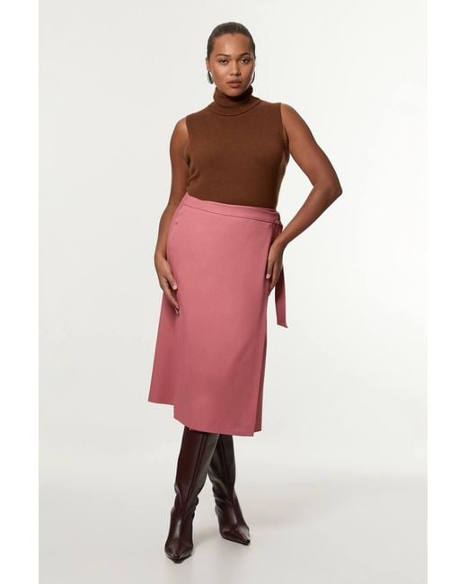 Karen Millen Plus Size Soft Tailored Wrap A Line Midi Skirt