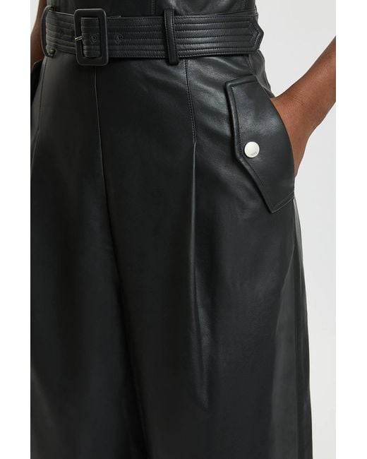 Karen Millen Blue Faux Leather Trench Bandeau Jumpsuit