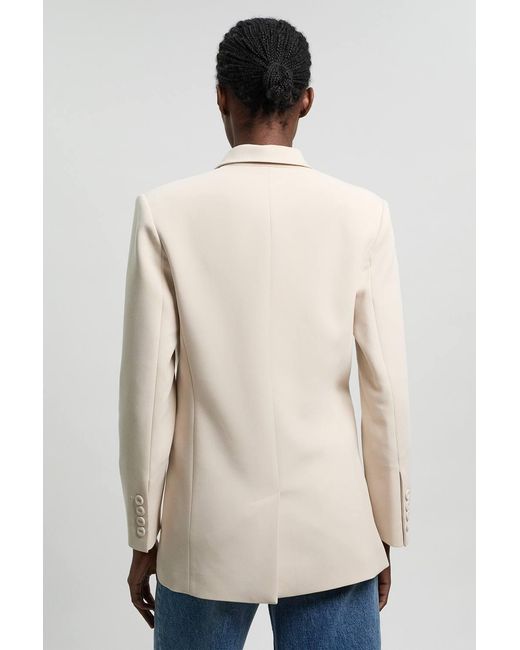 Karen Millen Blue Tailored Double Breasted Ruched Sleeve Blazer