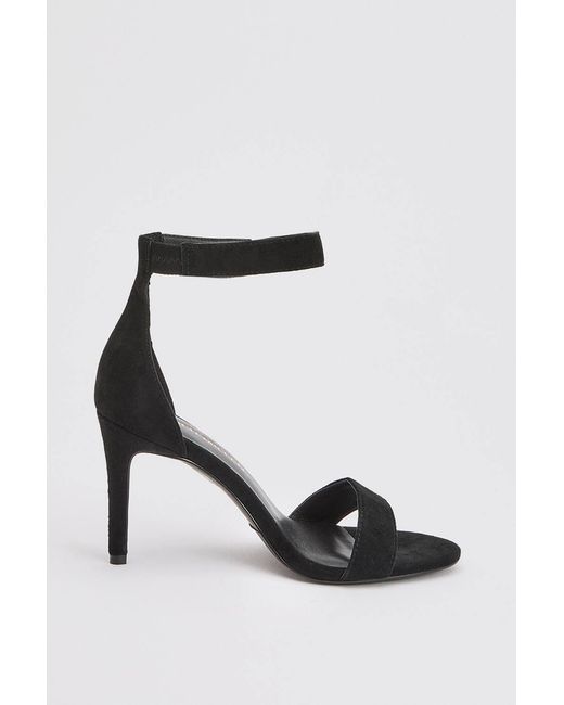 Karen Millen Black Leather Turn Lock Detail Heeled Sandal