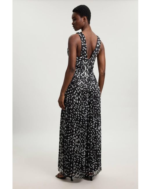 Karen Millen Multicolor Polka Dot Crinkle Cross Back Georgette Woven Jumpsuit