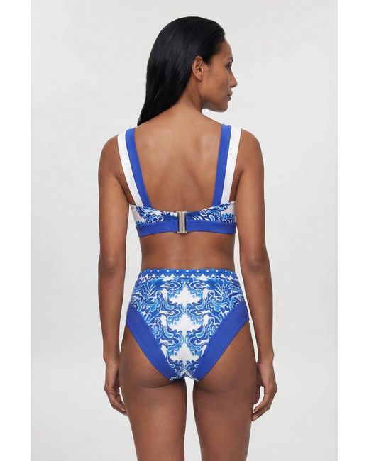 Karen Millen Blue Paisley Print Bikini Top