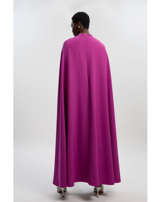 Karen Millen Purple Tailored Cape Detail Maxi Dress
