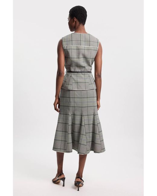 Karen Millen Multicolor Petite Tailored Check Godet Midi Skirt