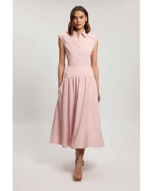 Karen Millen Pink Shirred Woven Maxi Skirt