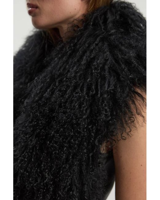 Karen Millen Black Mongolian Wool Scarf