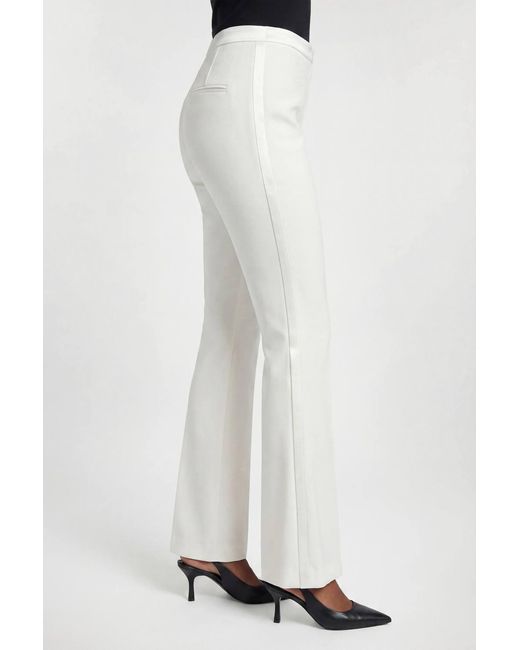 Karen Millen Natural Petite Compact Stretch Satin Side Tailored Straight Leg Trouser