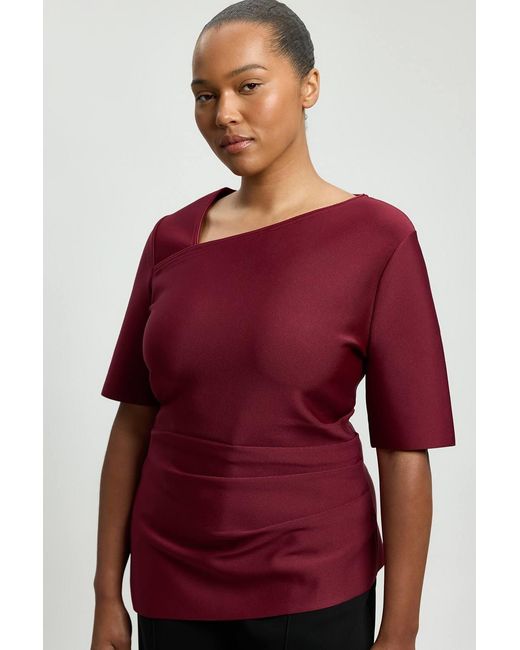 Karen Millen Red Plus Size Bandage Asymmetric Long Sleeve Top