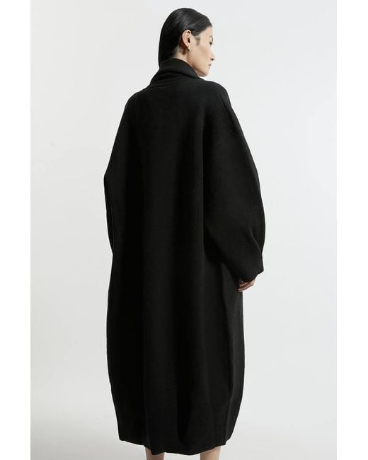 Karen Millen Black Compact Wool Blend Oversized Knit Coatigan