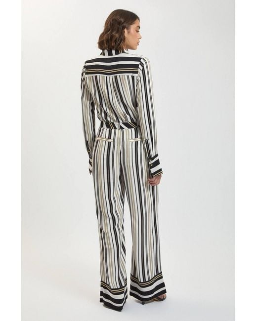 Karen Millen White Petite Contrast Stripe Viscose Co Ord Trouser