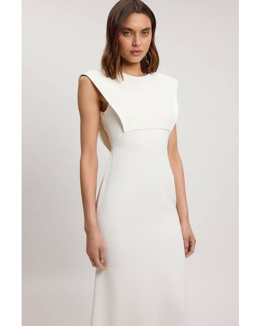 Karen Millen White Petite Compact Stretch Viscose Maxi Dress
