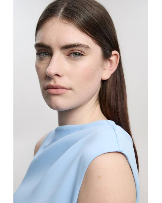 Karen Millen Blue Petite Scuba Drama Ruffle Hem Woven Maxi Dress