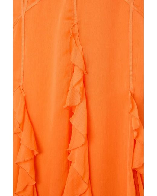 Karen Millen Brown Crinkle Beaded Cold Shoulder Maxi Dress