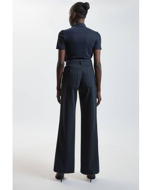 Karen Millen Blue Tailored Stretch Straight Leg Pocket Trouser