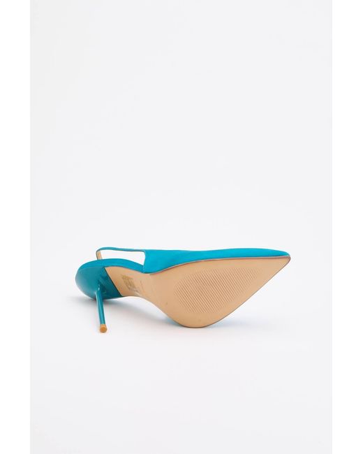 Karen Millen Blue Satin Slingback Heeled Shoe