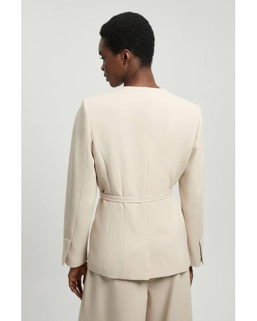 Karen Millen Natural Compact Stretch Belted Tailored Jacket