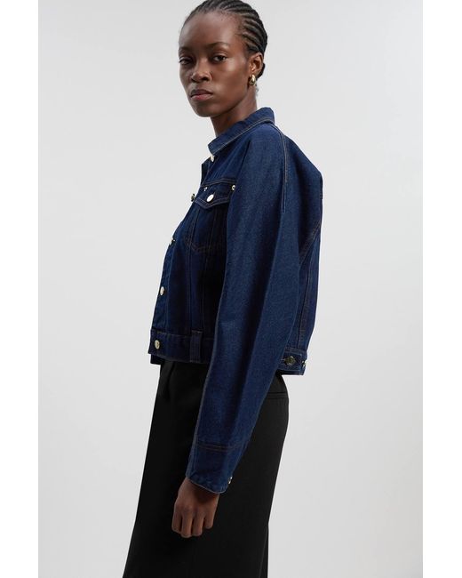 Karen Millen Blue Denim Cropped Jacket