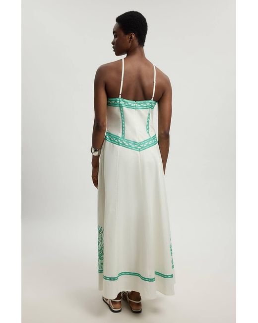 Karen Millen Green Embroidered Detail Halterneck Dress