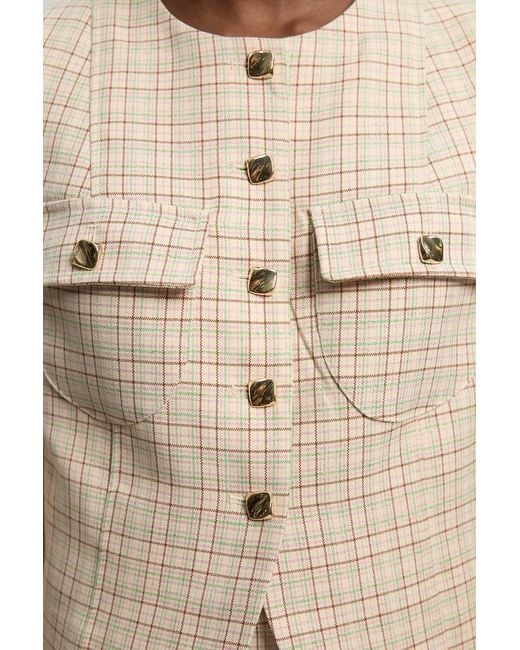 Karen Millen Natural Tailored Check Cropped Jacket