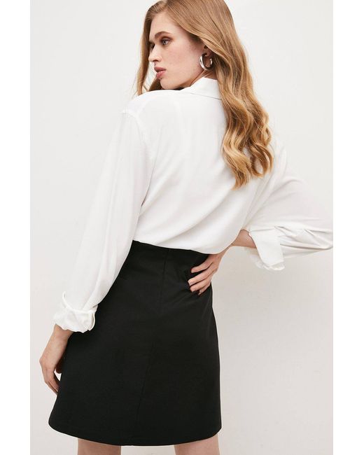 Karen Millen Black Essential Techno Woven Skirt