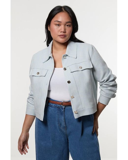 Karen Millen Gray Plus Size Spring Tweed Tailored Jacket