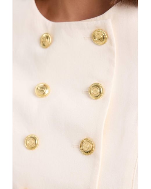 Karen Millen Natural Cotton Tailored Button Detail Peplum Blazer