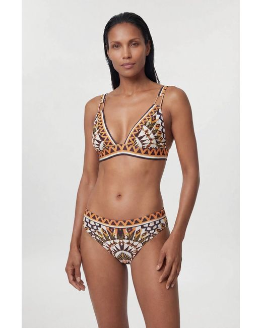 Karen Millen Natural Tile Print Plunge Bikini Top