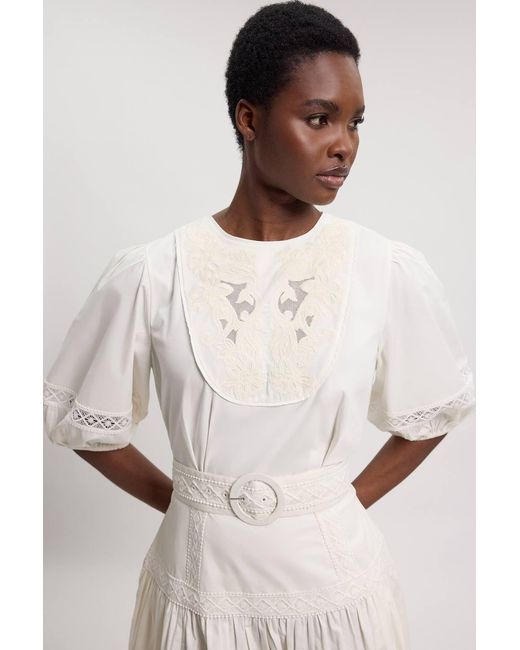 Karen Millen Natural Poplin Belted Midi Dress