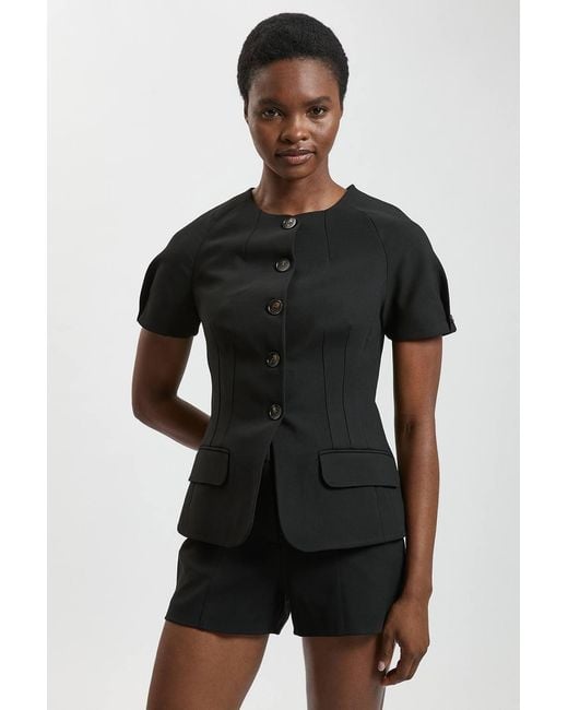 Karen Millen Black Compact Stretch Tailored Shorts