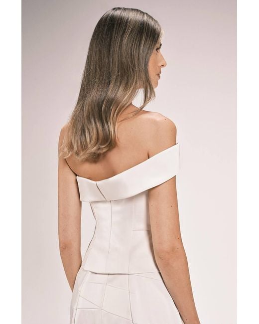 Karen Millen White Tailored Satin Bodice Top