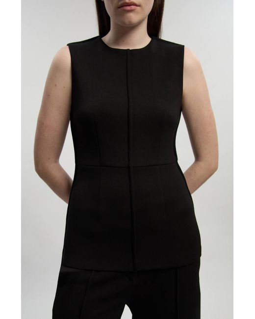 Karen Millen Black Ponte Longline Top