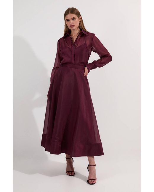 Karen Millen Purple Organdie Woven Shirt