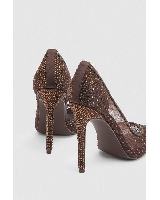 Karen Millen White Crystal Embellished Stiletto Heeled Shoe