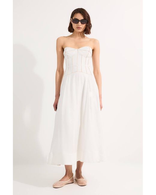 Karen Millen White Viscose Linen Corset Prom Dress