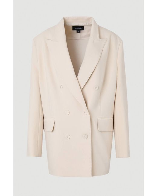 Karen Millen Blue Tailored Double Breasted Ruched Sleeve Blazer