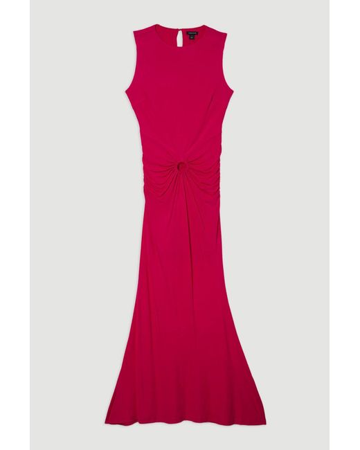 Karen Millen Pink Premium Stretch Crepe Jersey Maxi Dress