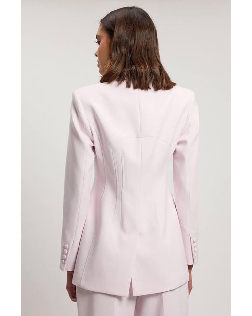 Karen Millen Gray Compact Stretch Single Breasted Blazer
