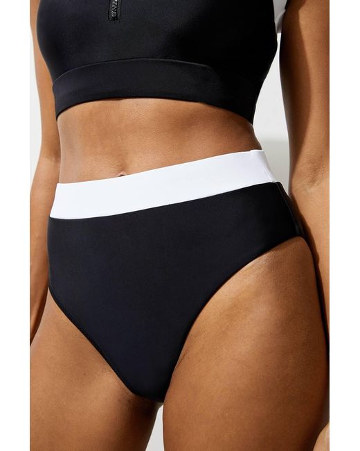 Karen Millen Blue High Waist High Cut Bikini Bottoms